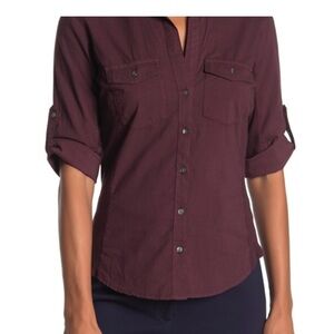 James Perse Women's Button-Down Shirt in Plum Size 3